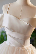 Champagne Spaghetti Straps Knee Length Formal Prom Dress, A-Line Sleeveless Backless Party Dress