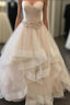 Champagne Sweetheart Tulle Long Formal Prom Dress, Formal Dress