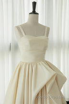 Champagne Tea Length Formal Prom Dresses, Champagne Tea Length Formal Homecoming Dresses