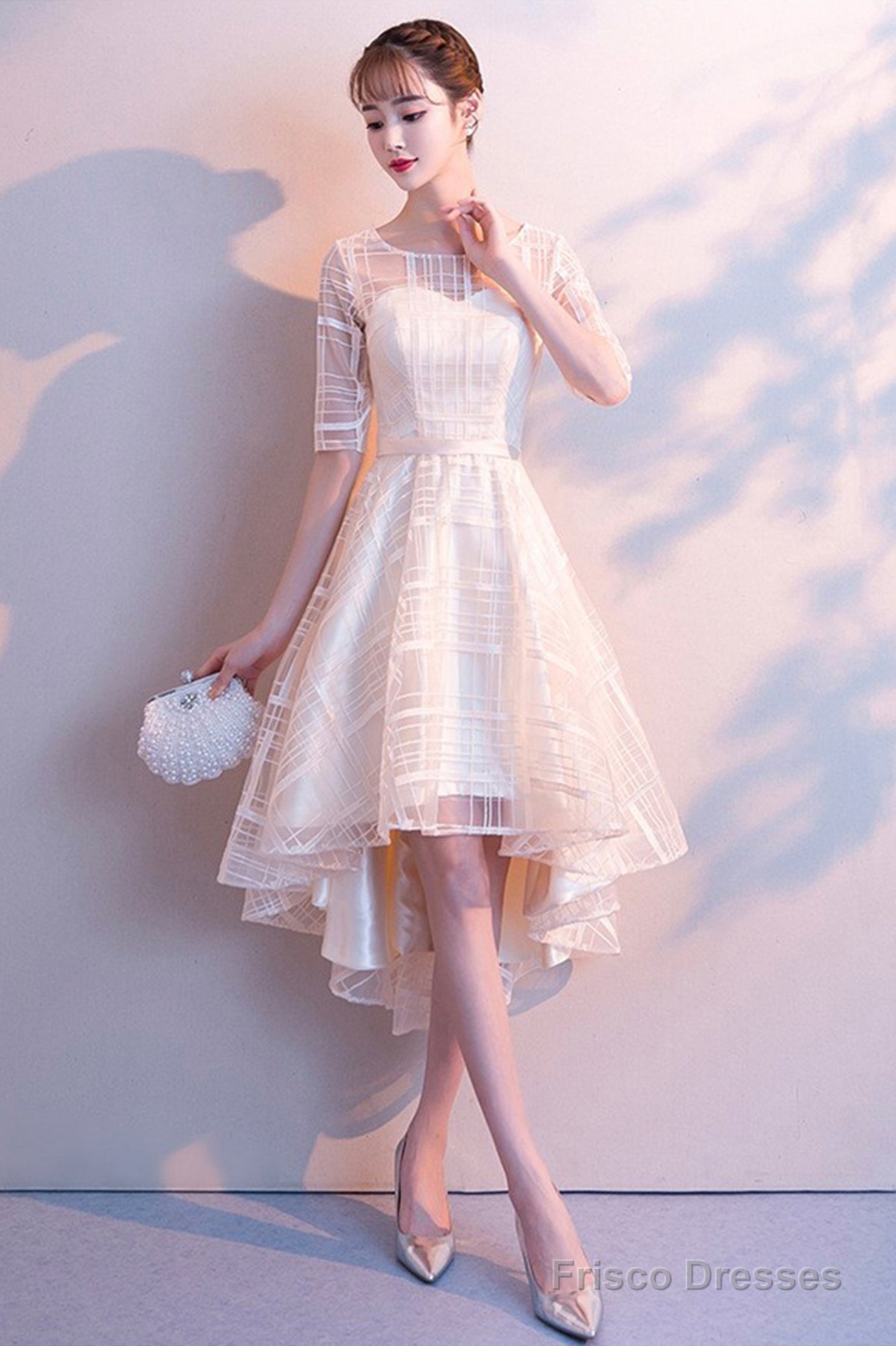 Champagne Tulle High Low Prom Dress, A-Line Party Homecoming Dress Secondary image