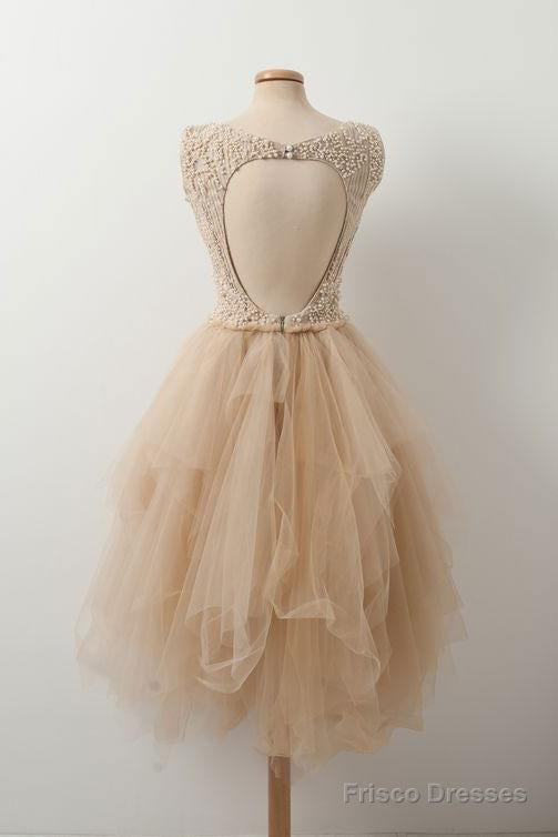 Champagne Tulle Homecoming Dress Secondary image
