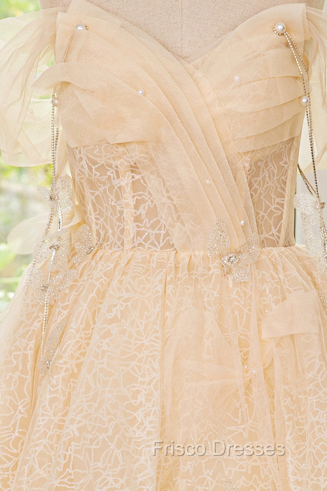 Champagne Tulle Knee Length Formal Prom Dress, Lovely A-Line Party Homecoming Dress