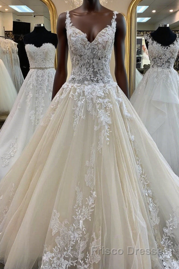 Champagne tulle lace long Formal Prom Dresses, champagne evening Dresses