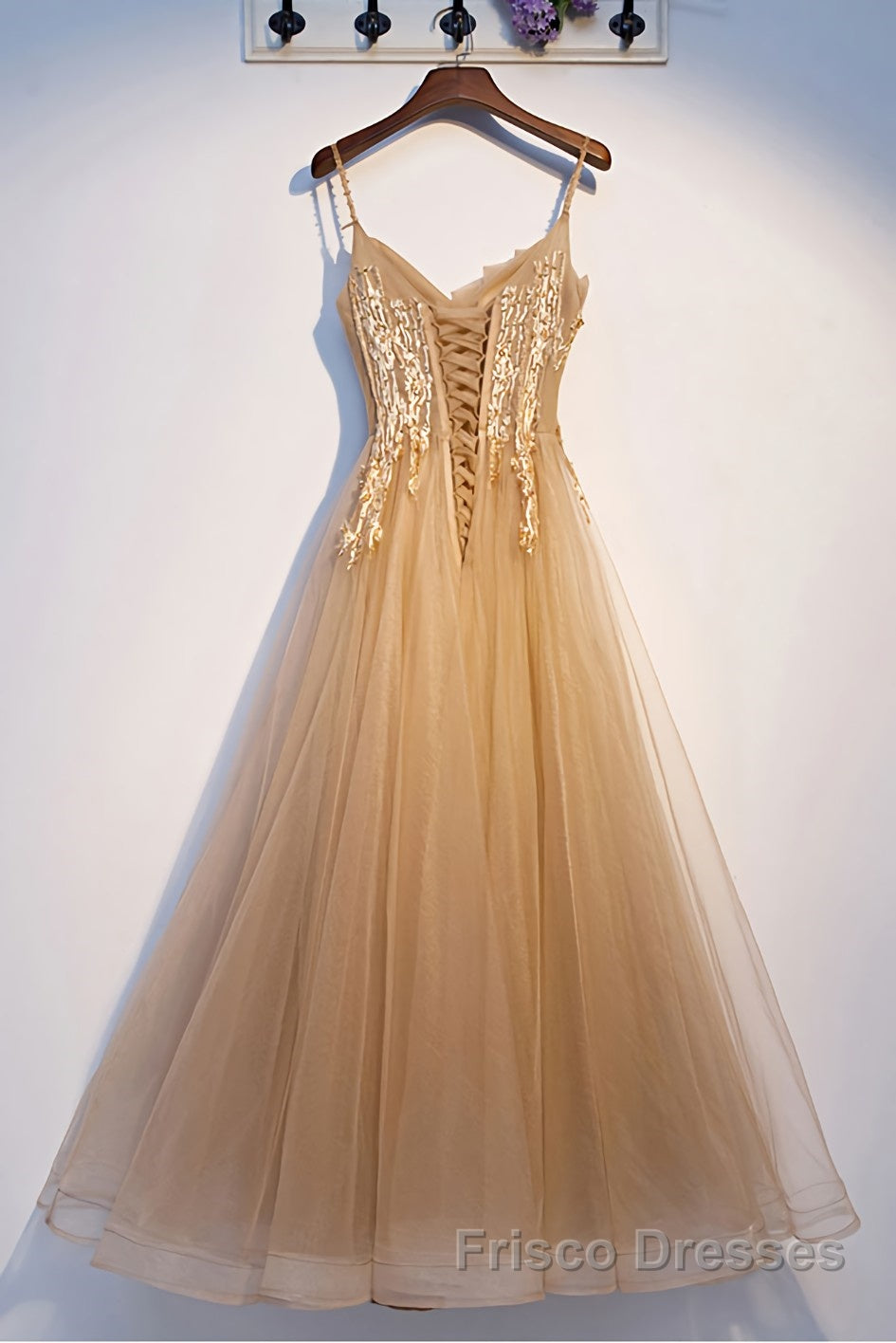 Champagne tulle lace long Formal Prom Dresses champagne formal Dresses
