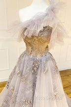 Champagne Tulle Lace Long Formal Prom Dress Lace Formal Dress