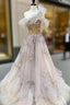 Champagne Tulle Lace Long Formal Prom Dress Lace Formal Dress