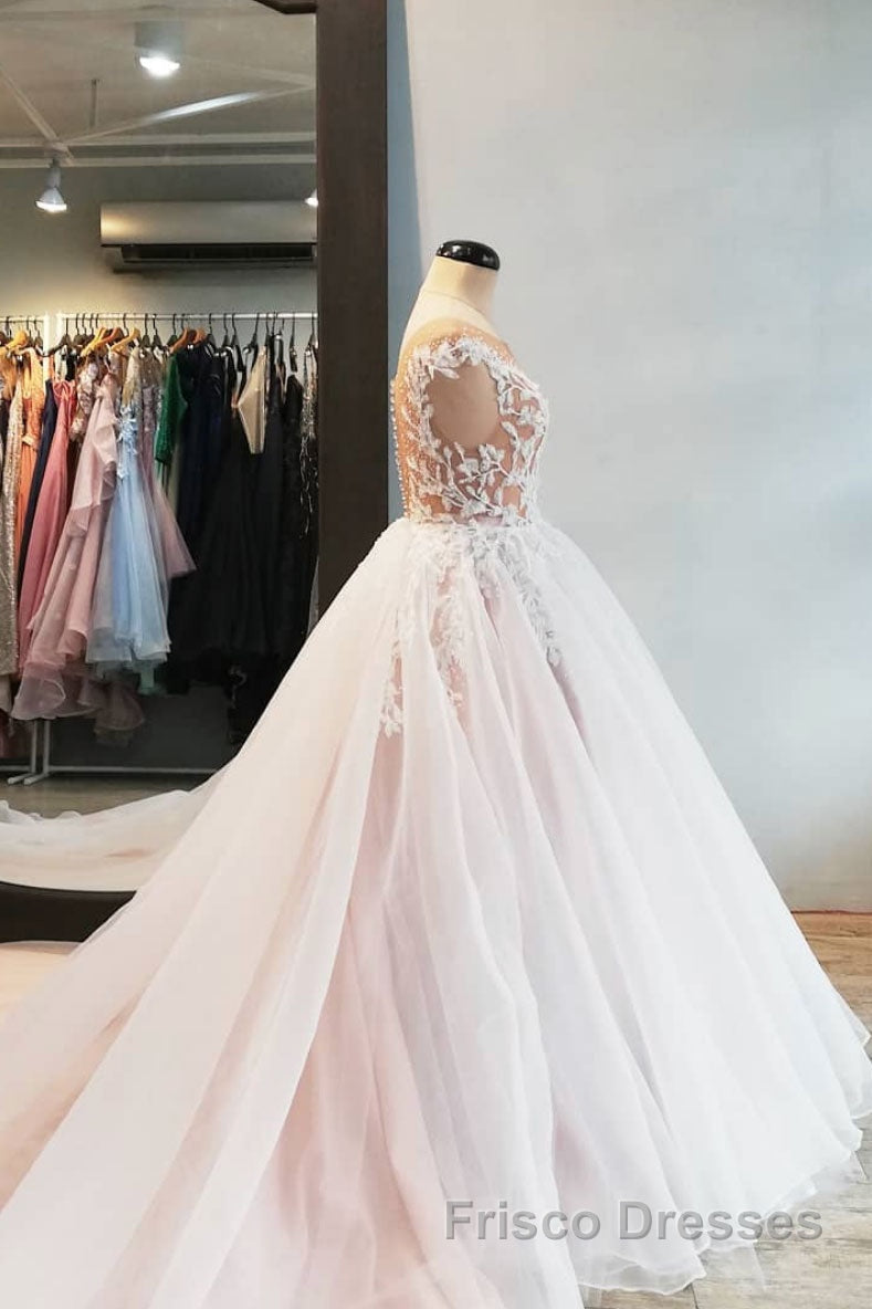 Champagne tulle lace long Formal Prom Dresses, tulle evening Dresses