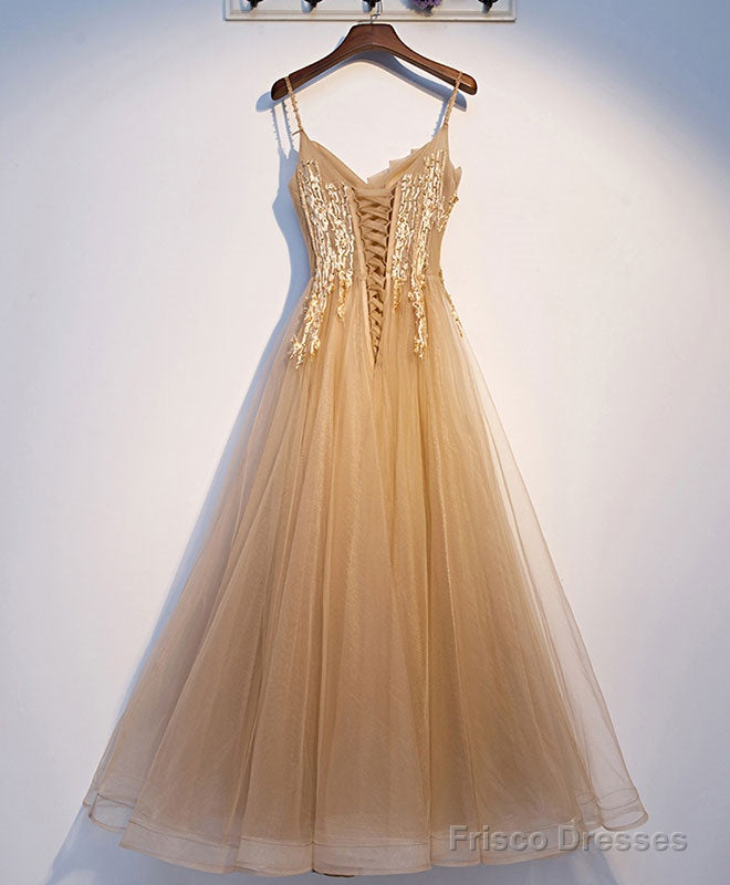 Champagne Tulle Lace Long Prom Dress Tulle Lace Formal Dress Secondary image