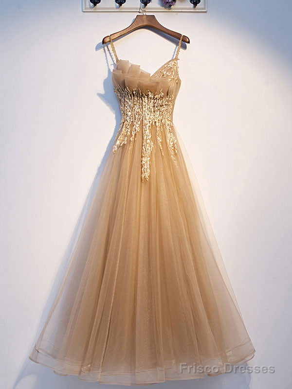 Champagne Tulle Lace Long Prom Dress Tulle Lace Formal Dress Main image