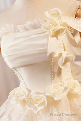 Champagne Tulle Lace Short Prom Dress Homecoming Dress, Lovely A-Line Party Dress