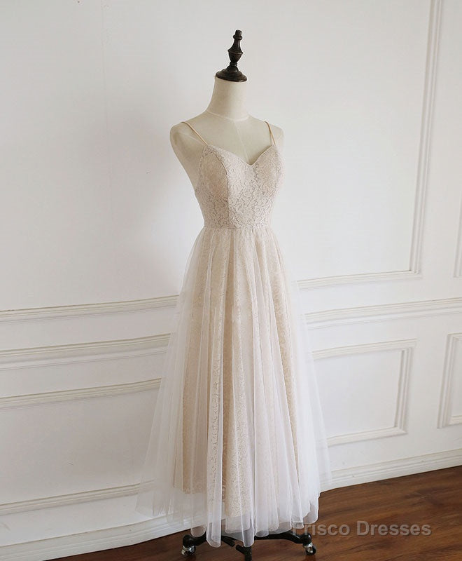 Champagne Tulle Lace Short Prom Dress Lace Homecoming Dress Main image