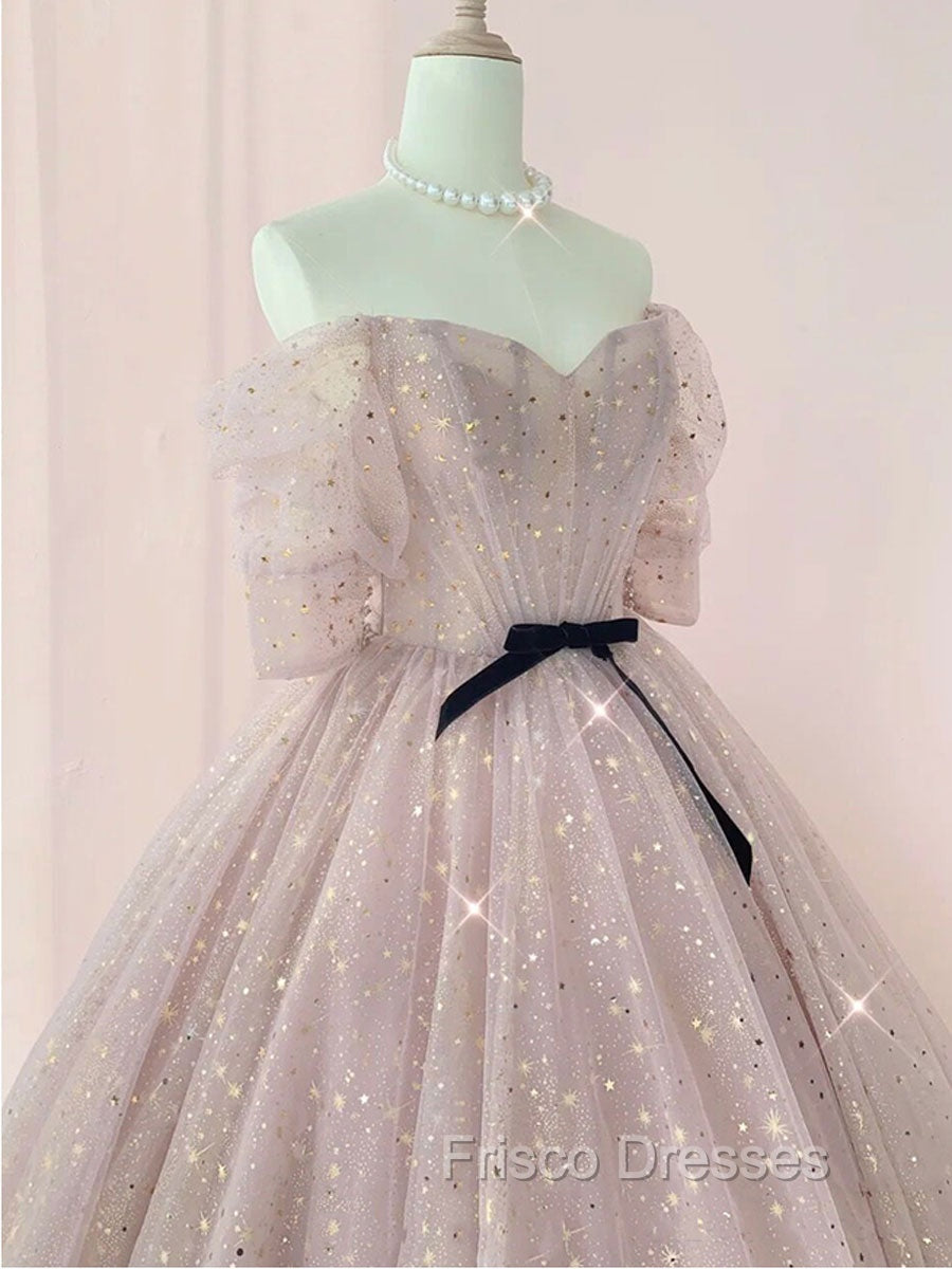 Champagne Tulle Long Formal Prom Dress ,Tulle Lace Evening Dress Secondary image