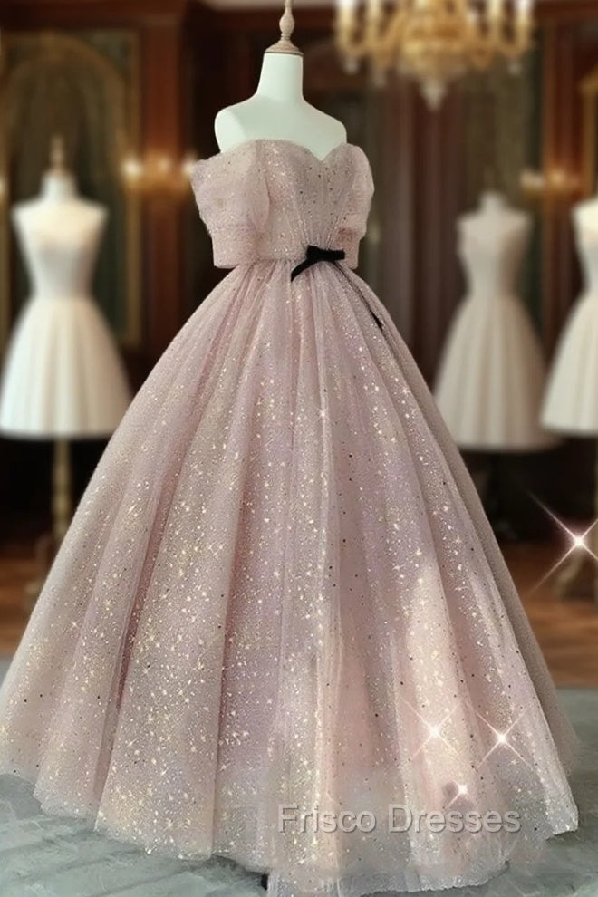Champagne Tulle Long Formal Prom Dress ,Tulle Lace Evening Dress