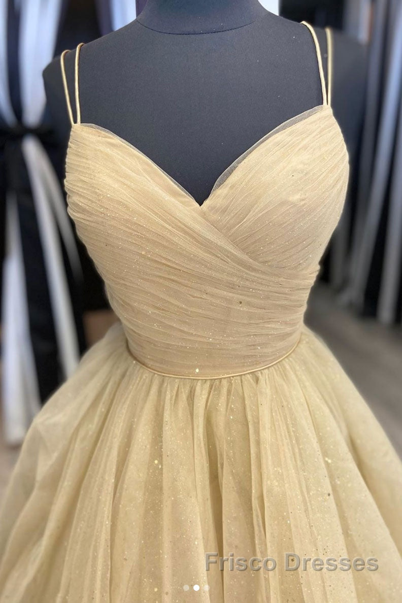 Champagne tulle long Formal Prom Dresses tulle long formal Dresses