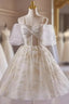 Champagne Tulle Sequins Spaghetti Straps Homecoming Dress