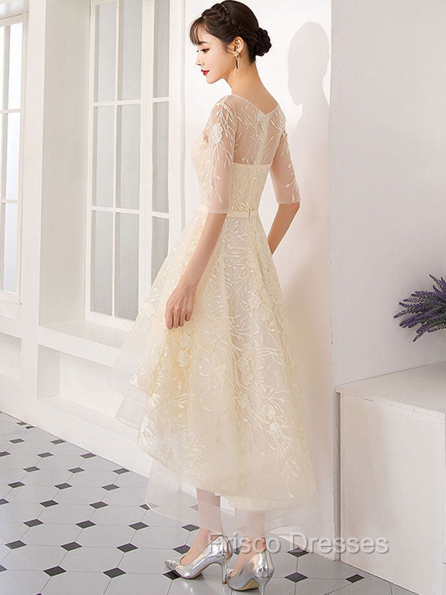 Champagne Tulle Short Formal Prom Dress, Champagne Homecoming Dress Secondary image