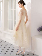 Champagne Tulle Short Formal Prom Dress, Champagne Homecoming Dress