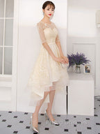 Champagne Tulle Short Formal Prom Dress, Champagne Homecoming Dress