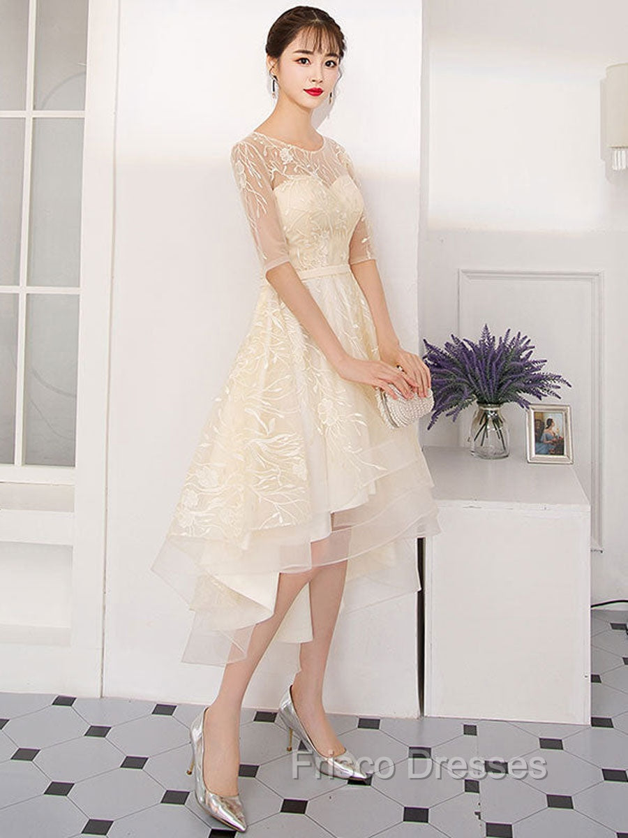 Champagne Tulle Short Formal Prom Dress, Champagne Homecoming Dress