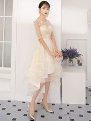 Champagne Tulle Short Prom Dress, Champagne Homecoming Dress