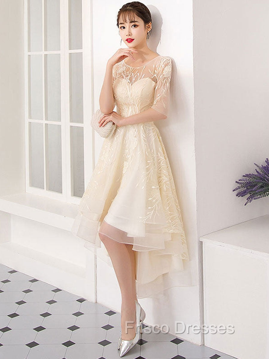 Champagne Tulle Short Formal Prom Dress, Champagne Homecoming Dress