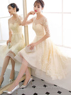 Champagne Tulle Short Formal Prom Dress, Champagne Homecoming Dress