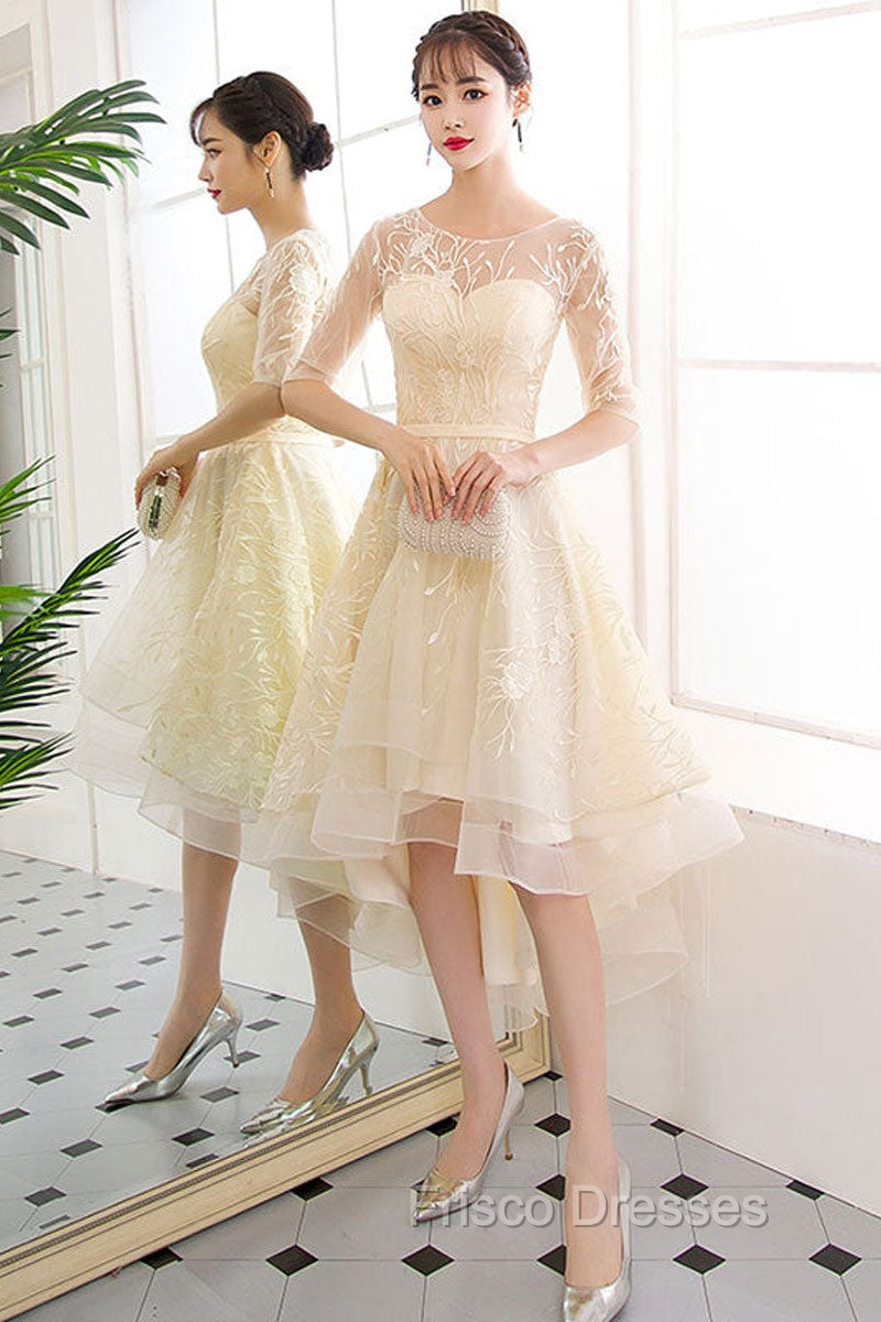 Champagne Tulle Short Formal Prom Dress, Champagne Homecoming Dress Main image