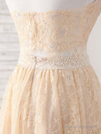 Champagne Two Pieces Lace Long Prom Dress Lace Evening Dress