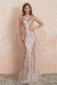 V-Neck Sequins Mermaid Sleeveless Lace-up Prom Dresses