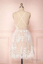 Champagne v neck tulle lace short Formal Prom Dresses champagne tulle bridesmaid Dresses