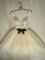 Champagne V Neck Tulle Lace Short Prom Dress Lace Cocktail Dress