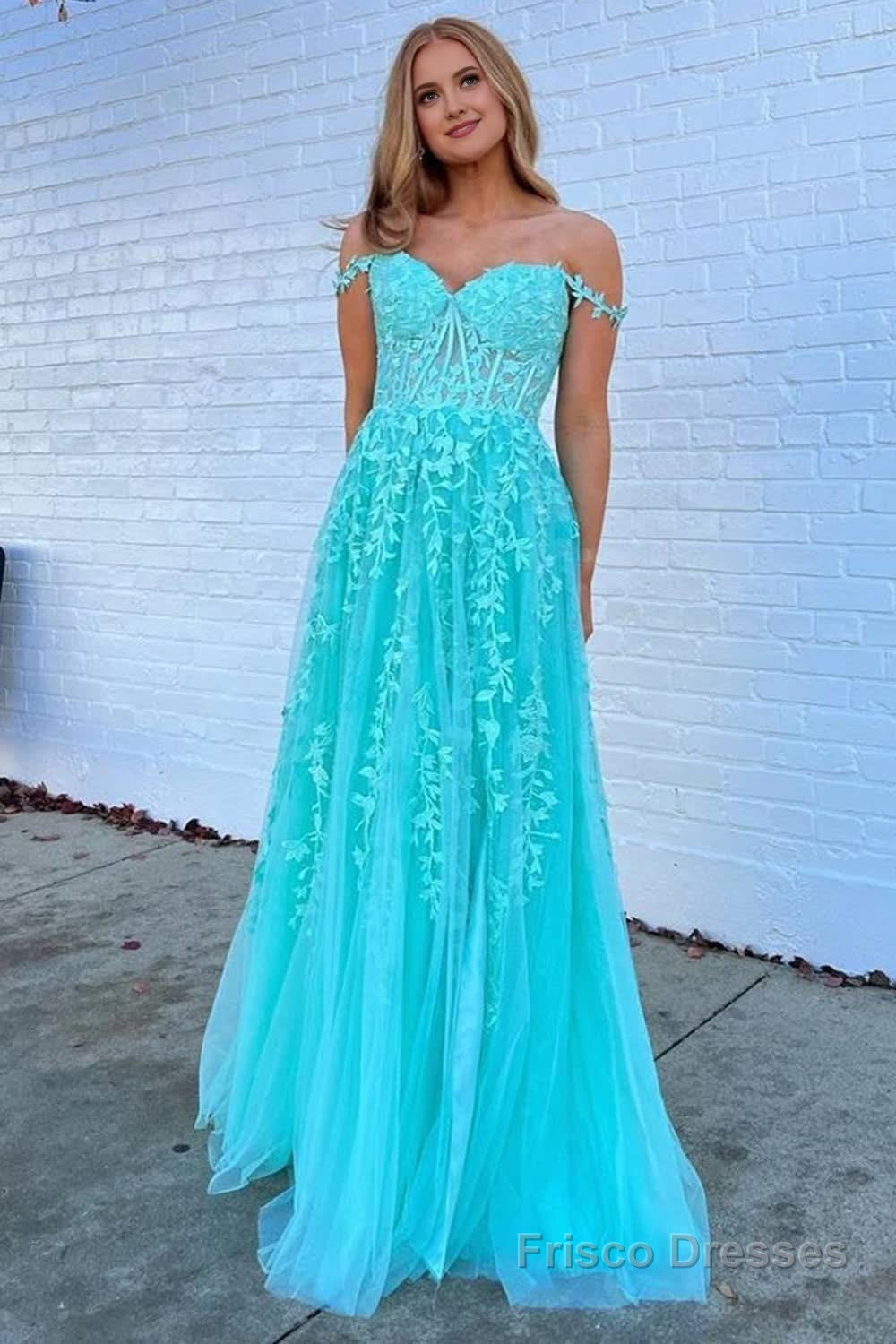 Charcoal Off the Shoulder Prom Dress with Appliques