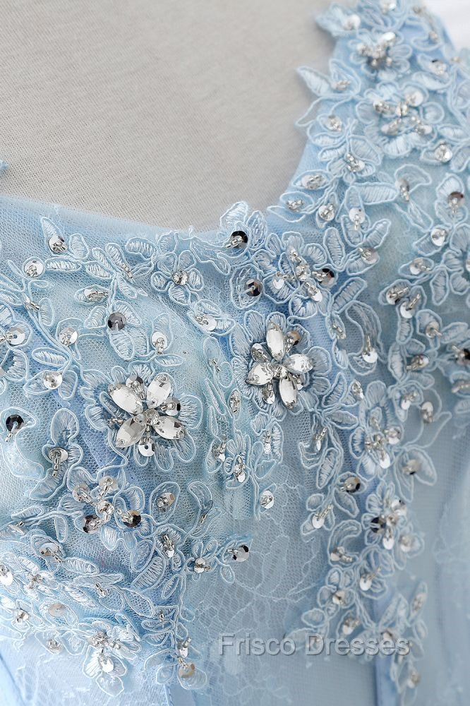 CHARLIZE |Ball Gown Sweetheart Tulle Sky Blue Formal Prom Party Gowns with Sequins
