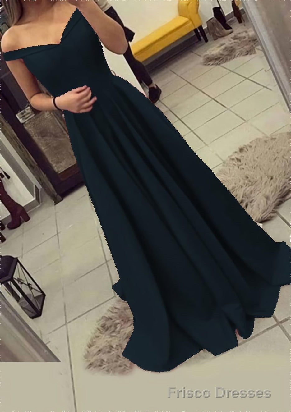Charmeuse Prom Dresses A-Line/Princess V-Neck Sweep Train Secondary image