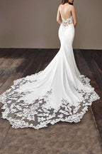 Charming Appliques Lace Mermaid Wedding Dresses With Straps, Sexy Sleeveless Prom Gown