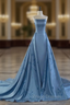 Charming Blue Strapless Formal Prom Dress,Blue Evening Dress