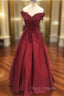 Charming Dark Red Long Sweetheart A-line Formal Prom Dress, Wine Red Evening Gown