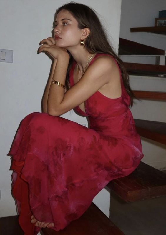 Charming Deep V Neck Satin Print Floral Long Evening Gown Prom Dress