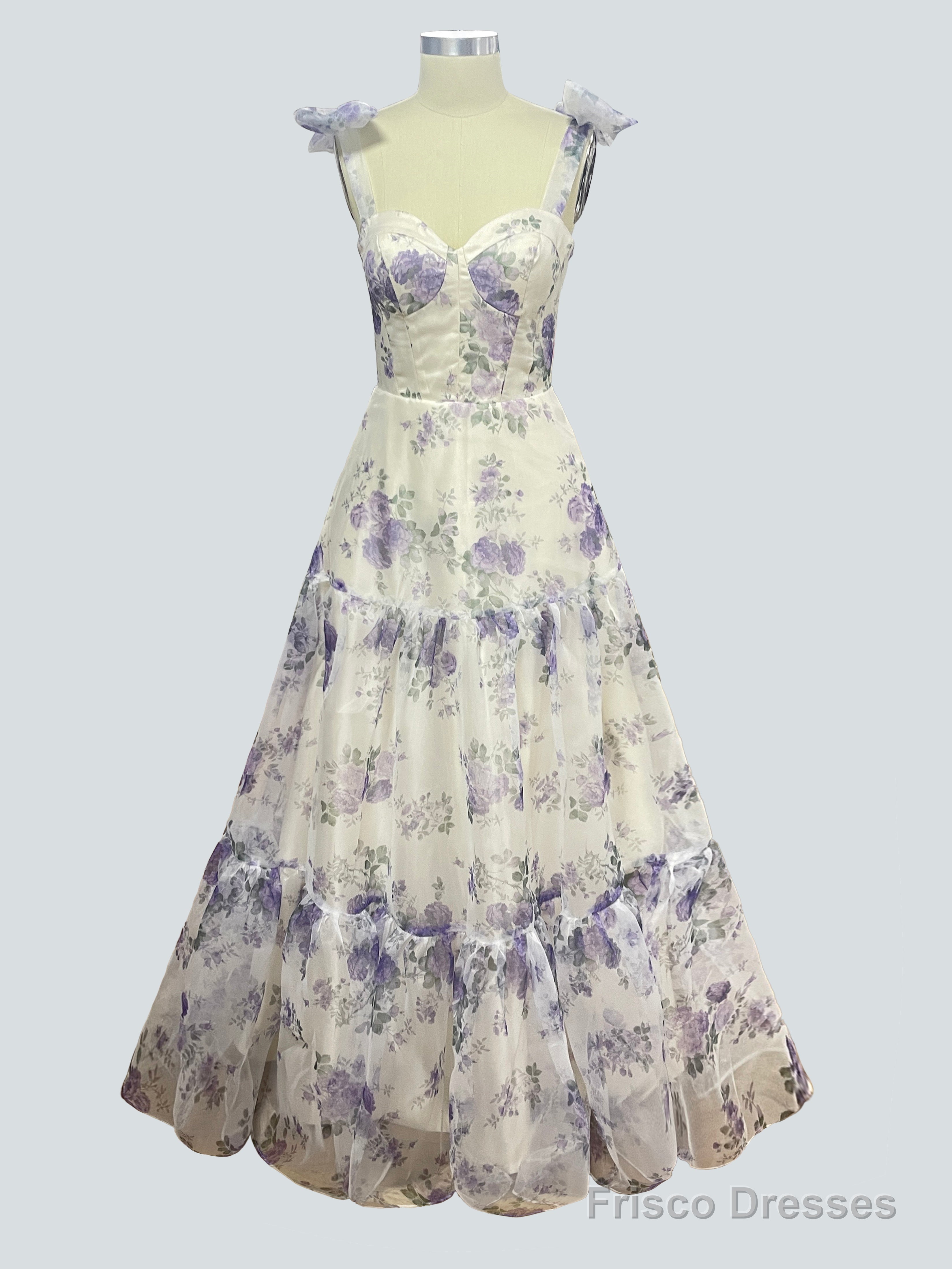 Charming Floral Long Prom Dresses Main image