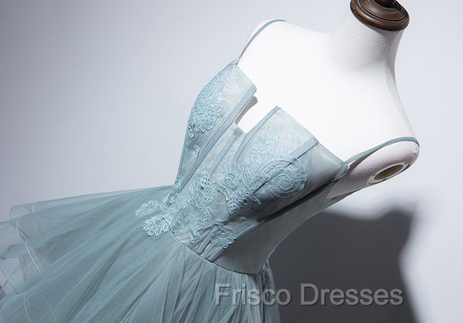 Charming Green Tulle Straps Layers Long Formal Dress, Tulle Party Dress Formal Prom Dress