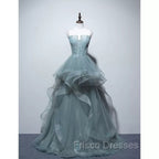 Charming Green Tulle Straps Layers Long Formal Dress, Tulle Party Dress Formal Prom Dress