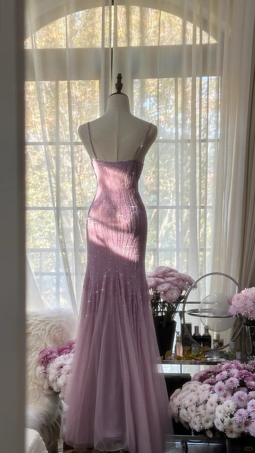 Charming Purple Chiffon Beaded Mermaid Long Prom Dress