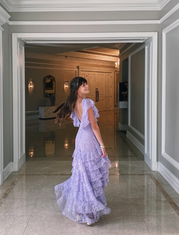 Lilac Long Prom Dress Layed Lace Evening Dress Secondary image