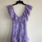 Lilac Long Prom Dress Layed Lace Evening Dress