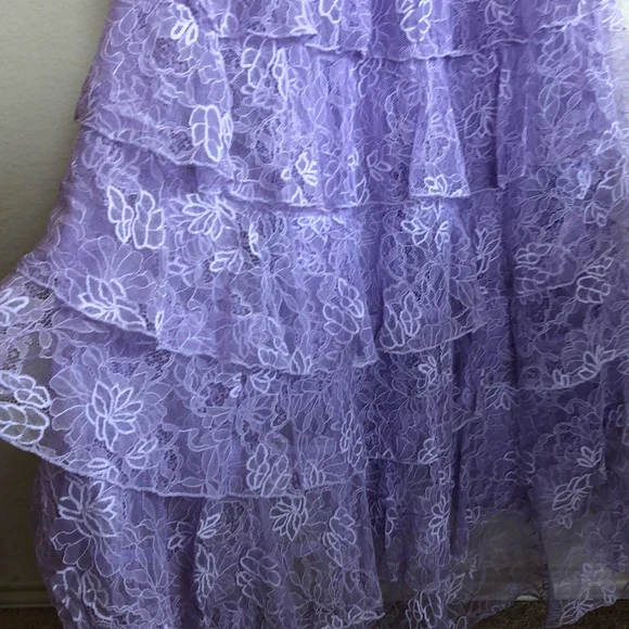 Lilac Long Prom Dress Layed Lace Evening Dress