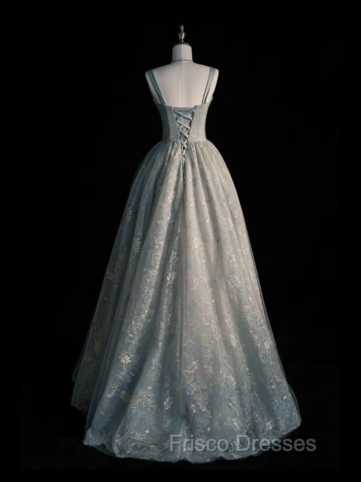 Charming Sage Green Long Tulle Lace Formal Prom Dress A Line Party Evening Dress Secondary image