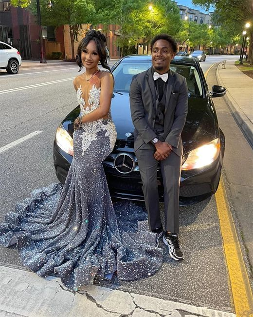 Charming Sequins Mermaid Evening Dress Long Prom Dress Main image