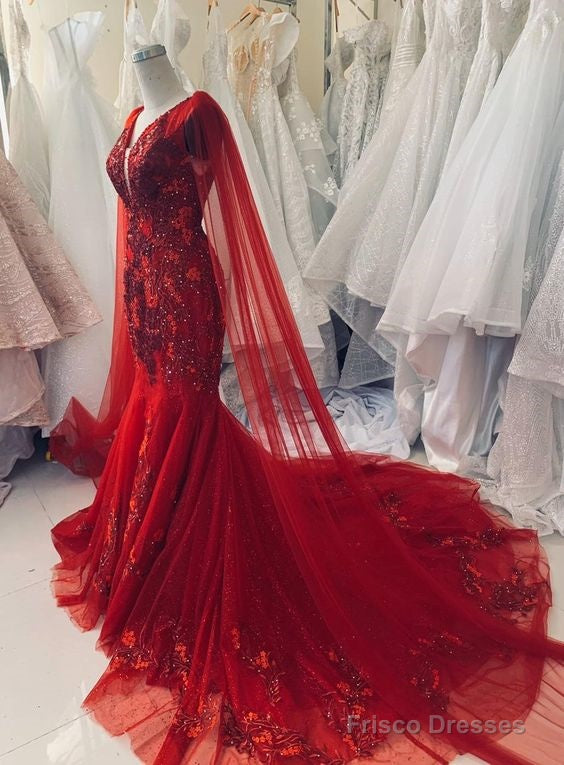 Charming Sexy A Line Prom Dress Unique Red Vintage Wedding Dress Main image