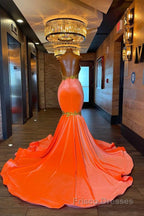 Charming Sleeveless Halter Backless Mermaid Formal Prom Dresses With Gold Beading