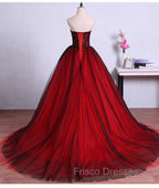 Charming Sweetheart Red and Black Gown, Sweet 16 Dress, Formal Dress